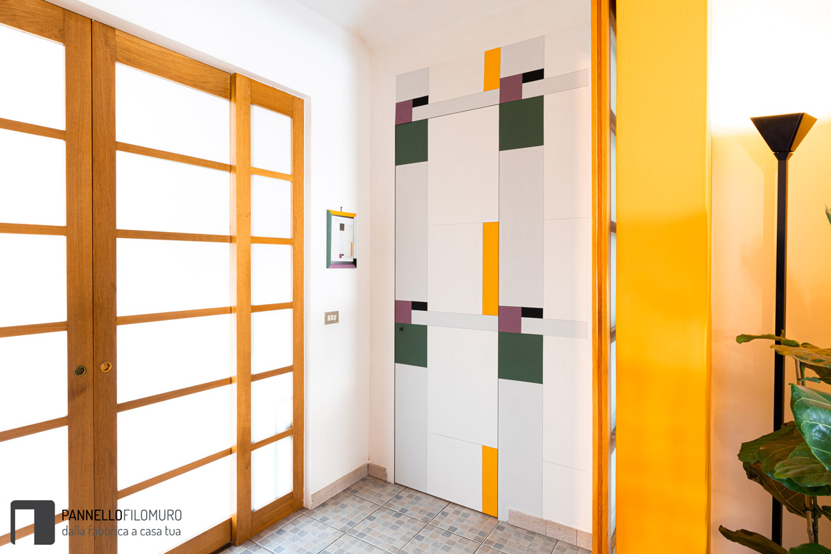 Porta battente filomuro con finitura del cliente
