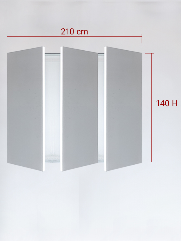 sportello filomuro a 3 ante cm 210x140