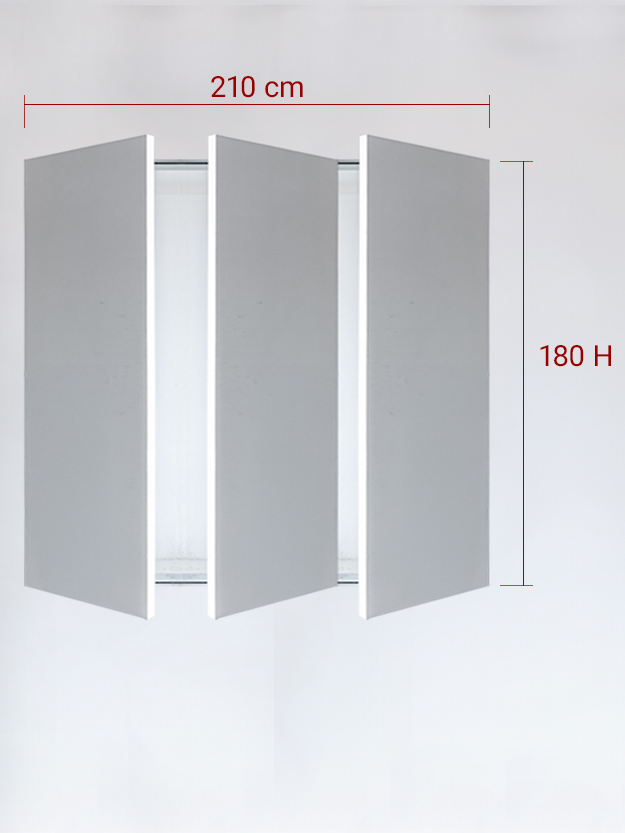 sportello filomuro a 3 ante cm 210x180