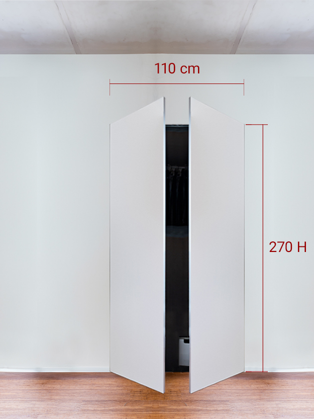 Armadio filomuro a 2 ante simmetriche cm 110x270