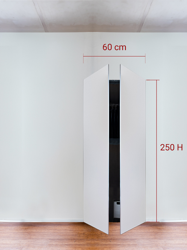 Armadio filomuro a 2 ante simmetriche cm 60x250