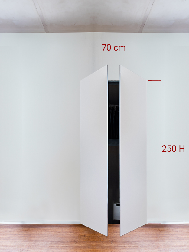 Armadio filomuro a 2 ante simmetriche cm 70x250