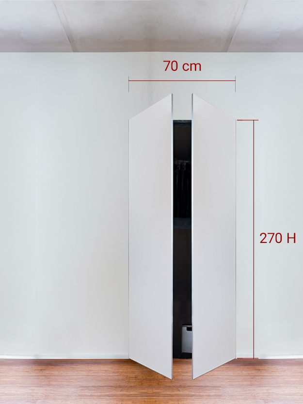 Armadio filomuro a 2 ante simmetriche cm 70x270