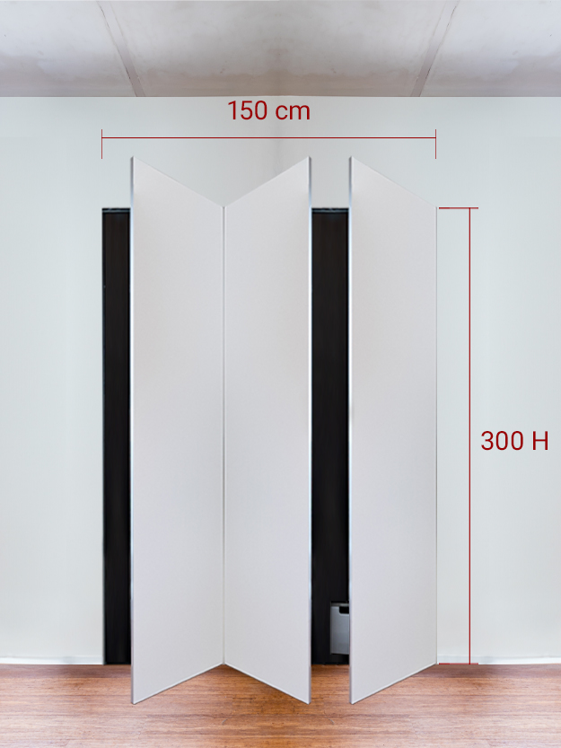 Armadio filomuro a 3 ante simmetriche cm 150x300
