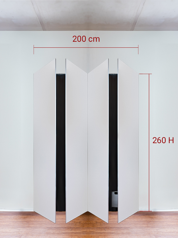 Armadio filomuro a 4 ante simmetriche cm 200×260