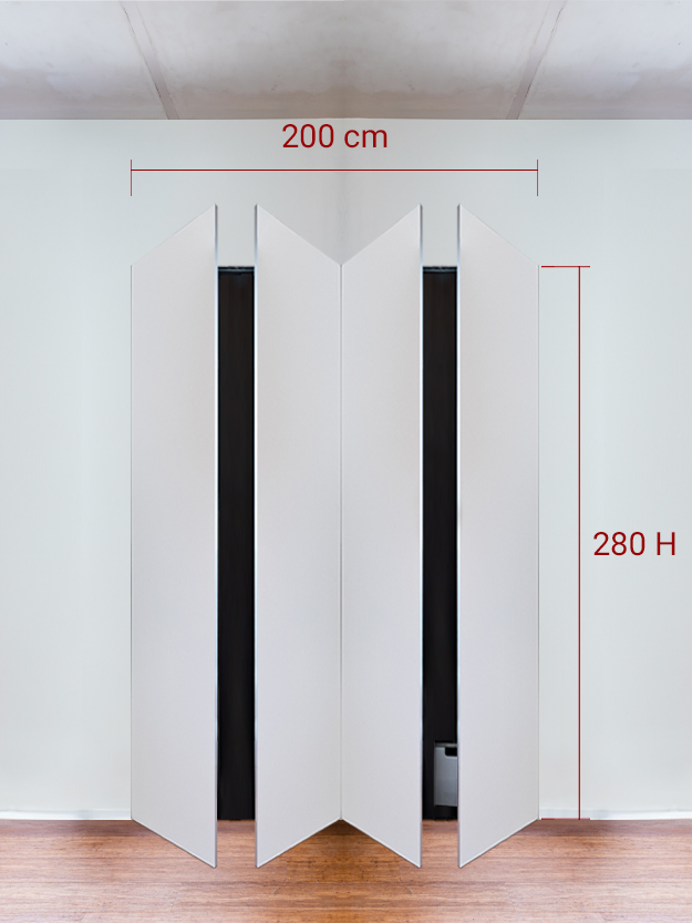 Armadio filomuro a 4 ante simmetriche cm 200×280