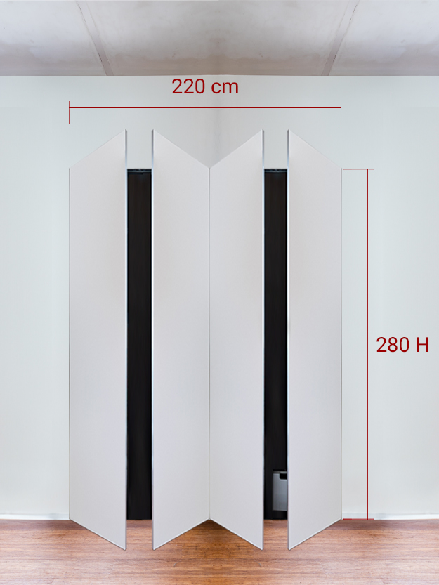 Armadio filomuro a 4 ante simmetriche cm 220×280