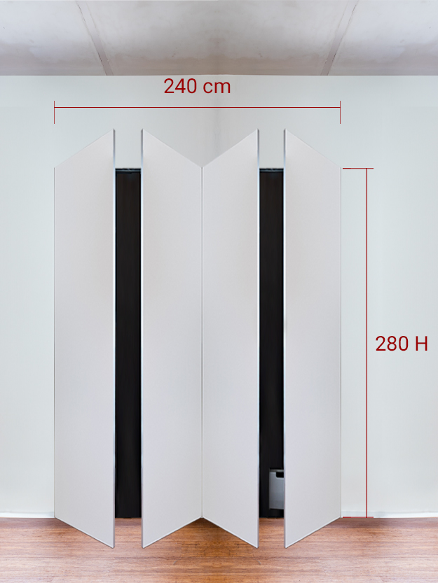 Armadio filomuro a 4 ante simmetriche cm 240×280