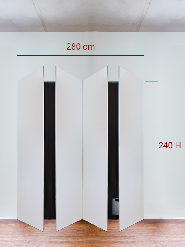 Armadio filomuro a 4 ante simmetriche cm 280×240