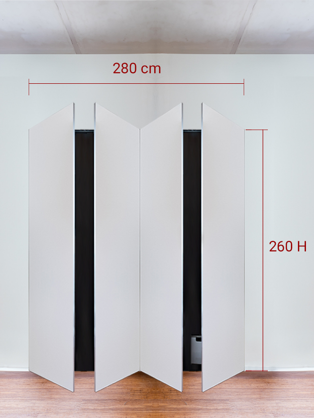 Armadio filomuro a 4 ante simmetriche cm 280×260