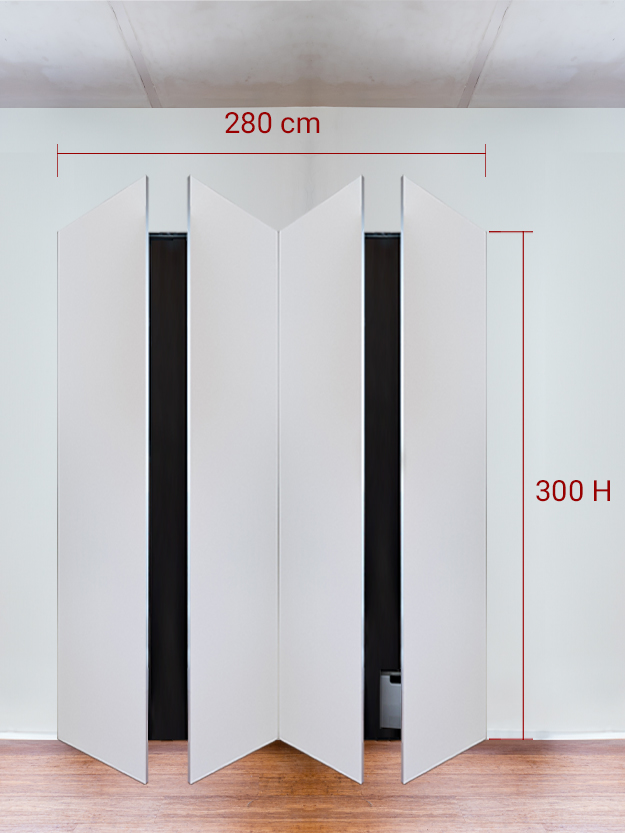 Armadio filomuro a 4 ante simmetriche cm 280×300