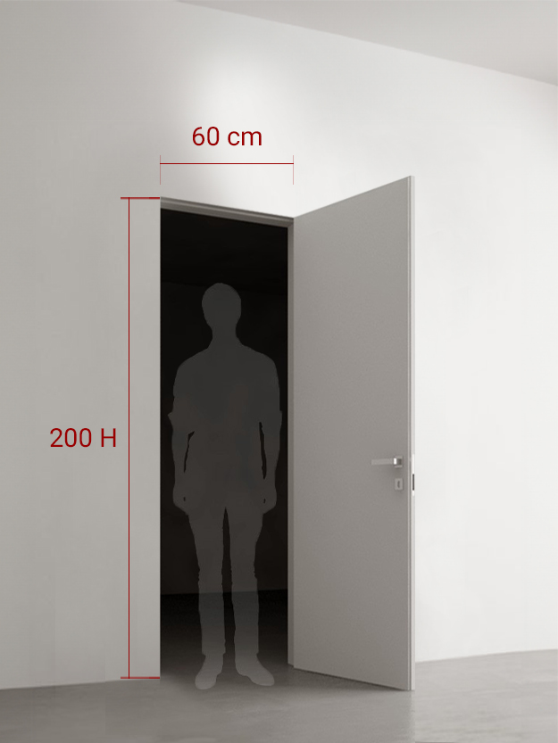 Porta battente filomuro cm 60 x 200
