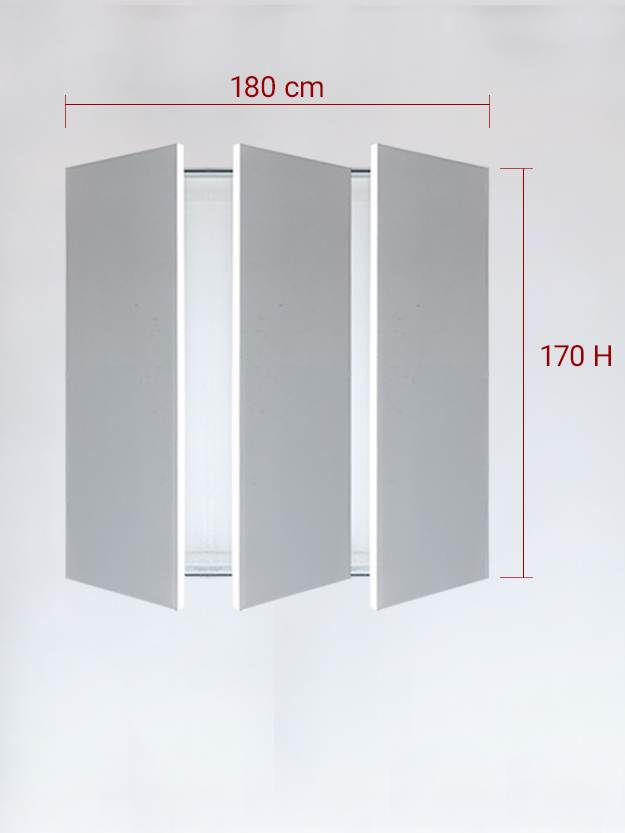 Sportello filomuro a 3 ante cm 180x170