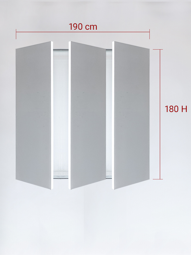 Sportello filomuro a 3 ante cm 190x180