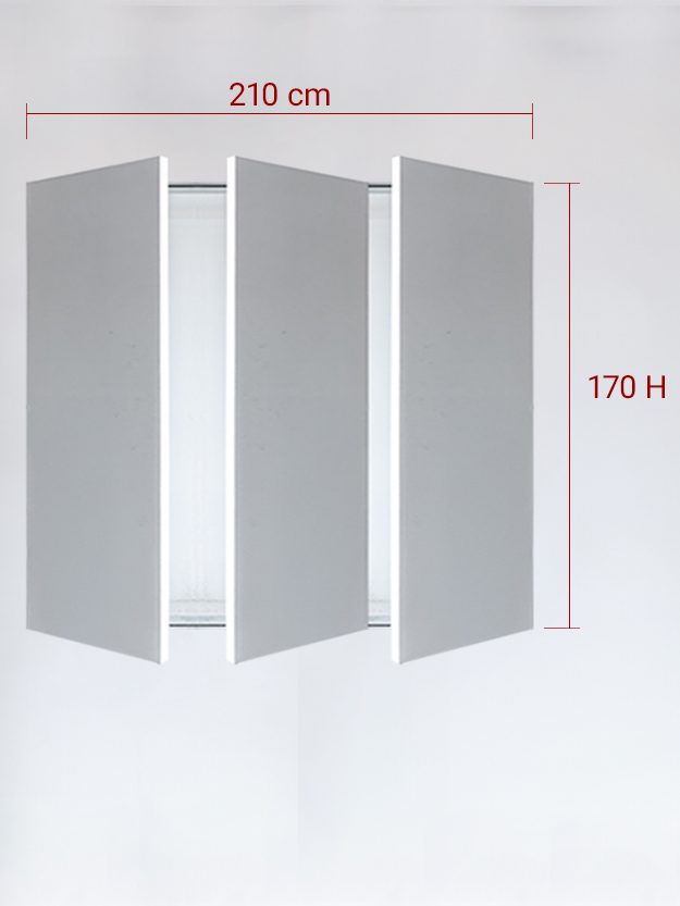Sportello filomuro a 3 ante cm 210x170