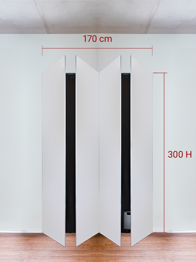 Armadio filomuro a 4 ante simmetriche cm 170x300