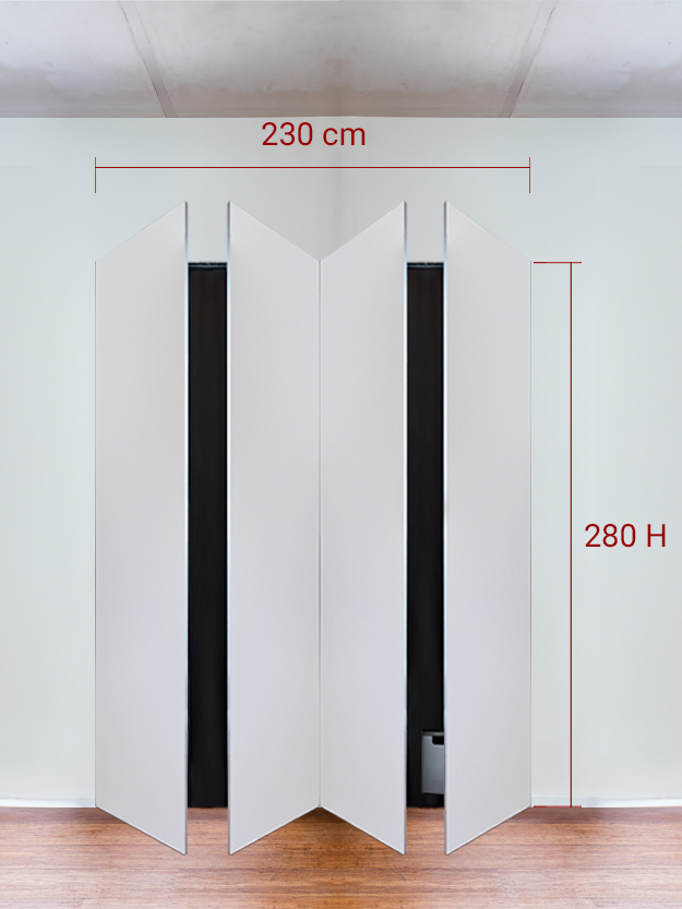 Armadio filomuro a 4 ante simmetriche cm 230x280