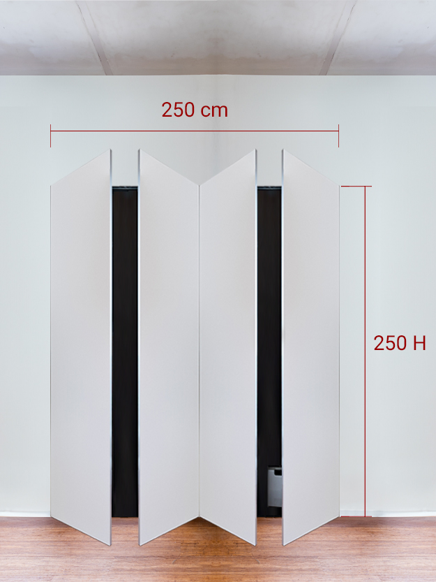 Armadio filomuro a 4 ante simmetriche cm 250x250