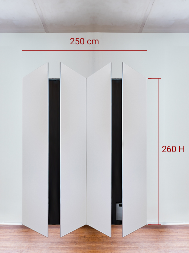 Armadio filomuro a 4 ante simmetriche cm 250x260