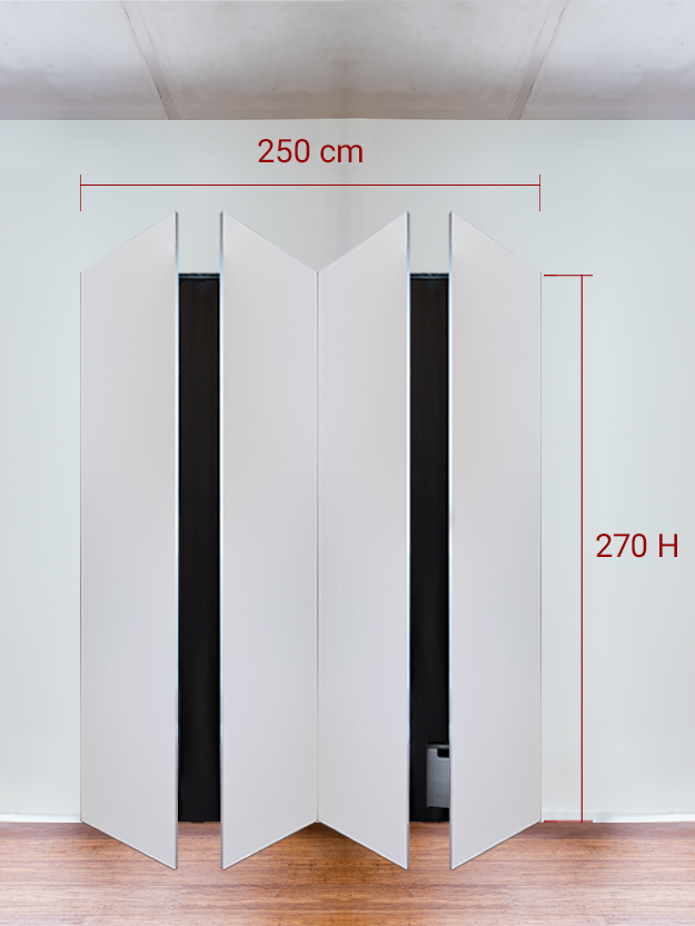 Armadio filomuro a 4 ante simmetriche cm 250x270