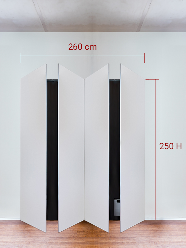 Armadio filomuro a 4 ante simmetriche cm 260x250