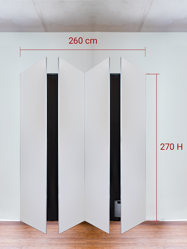 Armadio filomuro a 4 ante simmetriche cm 260x270