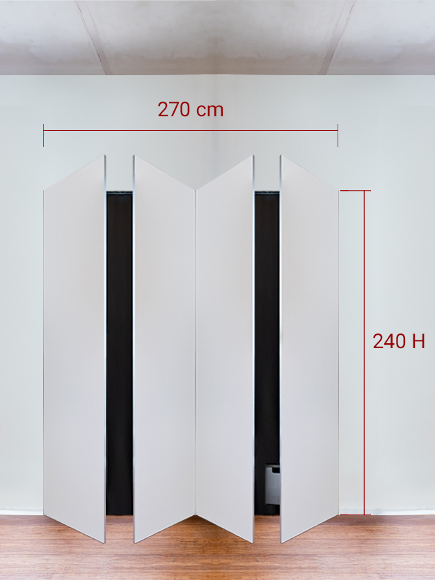 Armadio filomuro a 4 ante simmetriche cm 270x240