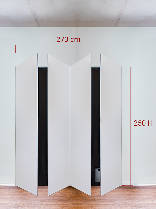 Armadio filomuro a 4 ante simmetriche cm 270x250