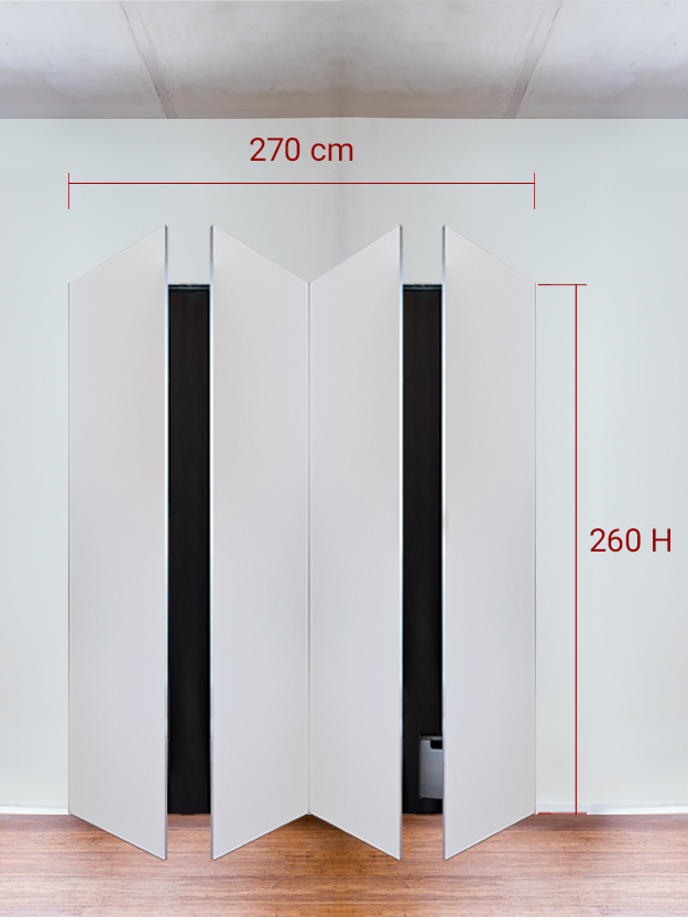 Armadio filomuro a 4 ante simmetriche cm 270x260