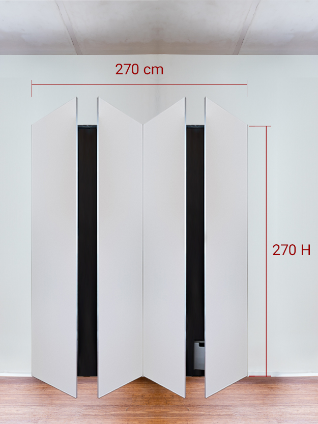 Armadio filomuro a 4 ante simmetriche cm 270x270