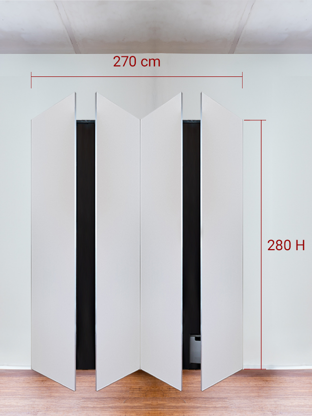 Armadio filomuro a 4 ante simmetriche cm 270x280