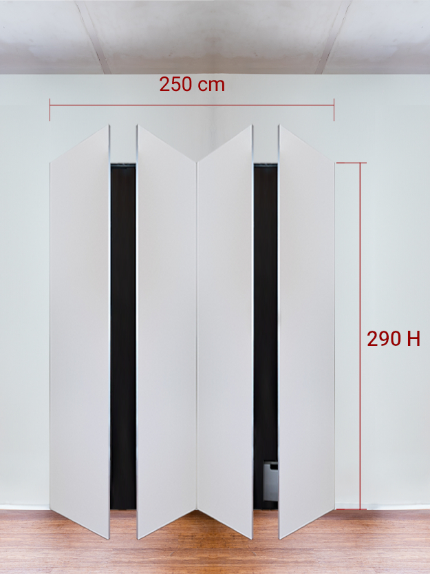Armadio filomuro a 4 ante simmetriche cm 250x290