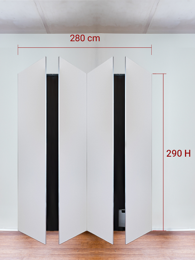 Armadio filomuro a 4 ante simmetriche cm 280x290