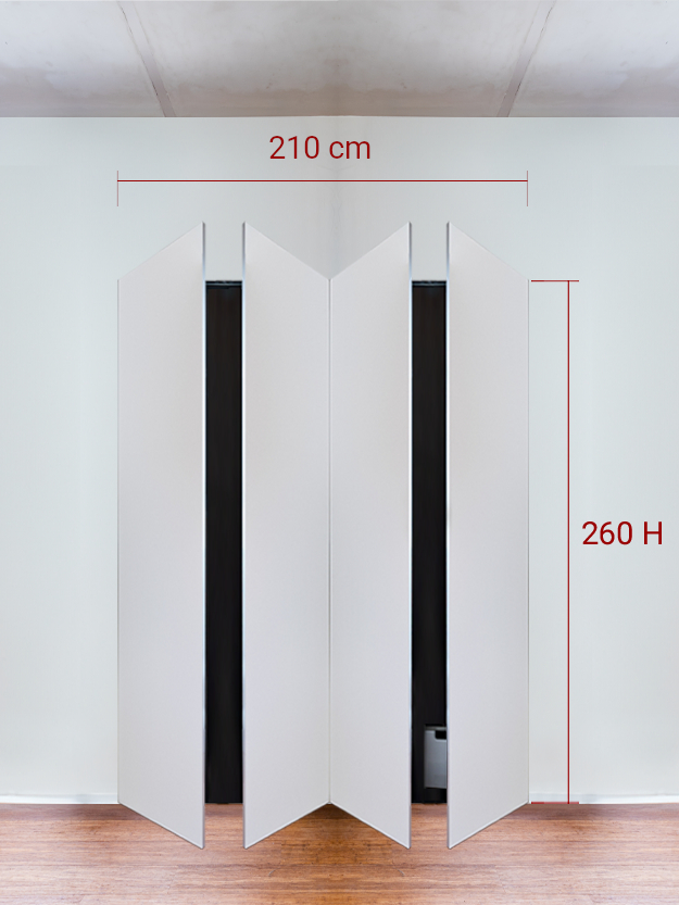 Armadio filomuro a 4 ante simmetriche cm 210x260