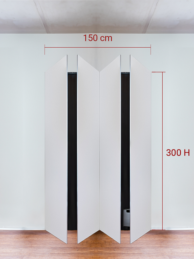 Armadio filomuro a 4 ante simmetriche cm 150x300