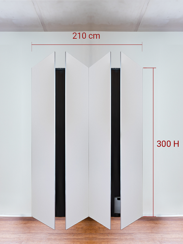 Armadio filomuro a 4 ante simmetriche cm 210x300
